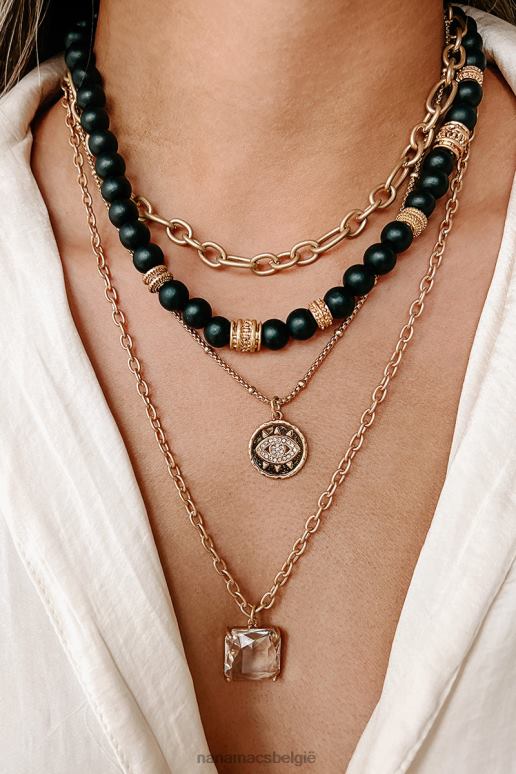 zwart tequila tan gelaagde ketting NanaMacs HPTT4184