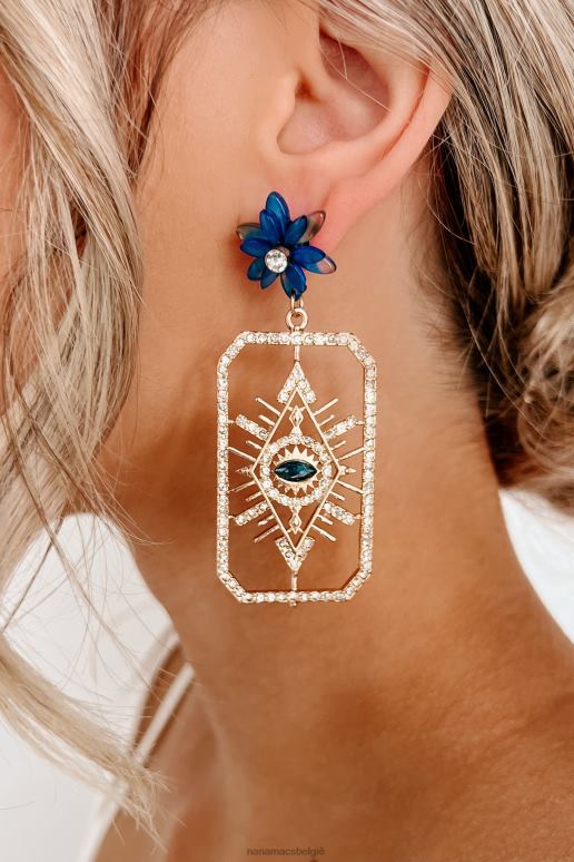 goud/blauw mystieke kunst bengelen oorbellen NanaMacs HPTT4295