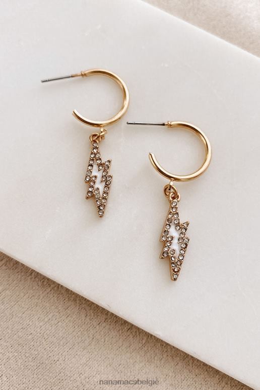 goud bliksemschicht huggie hoop bliksemschicht charme oorbel NanaMacs HPTT4289