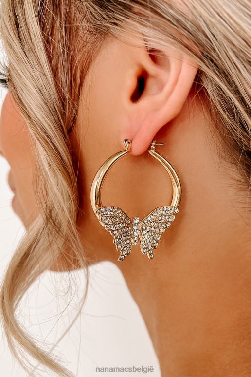 goud flutter glans strass vlinder hoepels NanaMacs HPTT4298