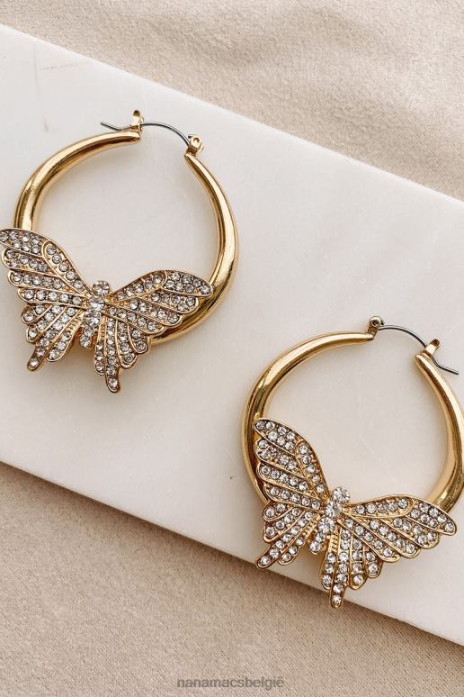 goud flutter glans strass vlinder hoepels NanaMacs HPTT4298