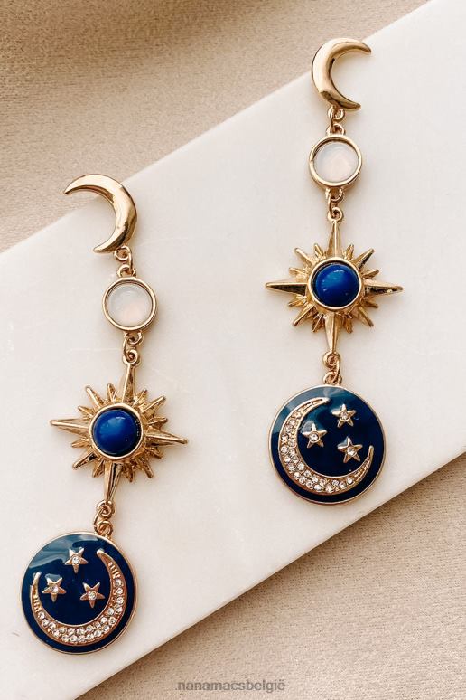 goud/marine al mijn sterren bengelen ster- en maanoorbellen NanaMacs HPTT4340