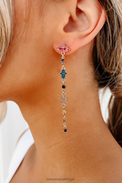 goud/multi emotionele achtbaan hangende oorbellen NanaMacs HPTT4248