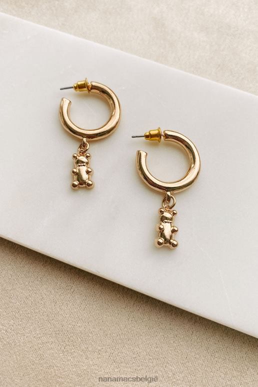 goud schattige en knuffelige oorringen met bedelbedel NanaMacs HPTT4343