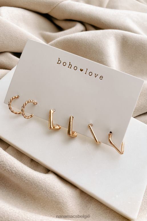 goud trifecta hoepel oorbellen pakket NanaMacs HPTT4246