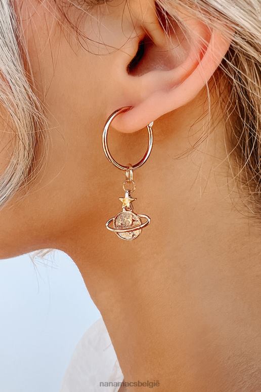 goud uit elkaar geplaatste planeet bungelende oorbel NanaMacs HPTT4327