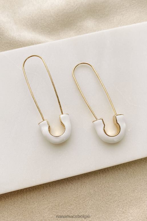 wit goud safety first bungelende oorbellen NanaMacs HPTT4337