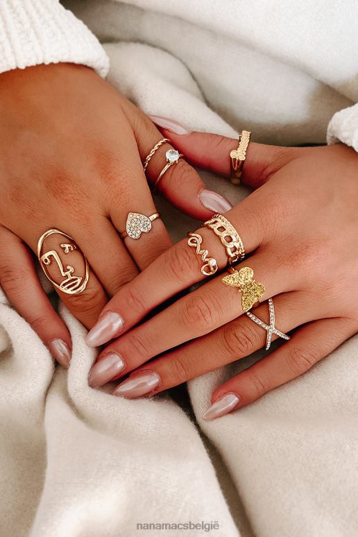 goud een hand om vast te houden 9-delige ringenset NanaMacs HPTT4436