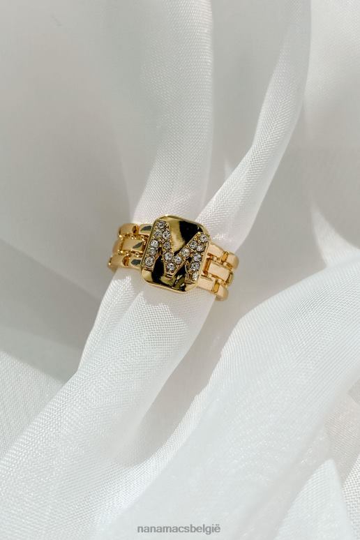 goud teken van power letter statement ring NanaMacs HPTT4440
