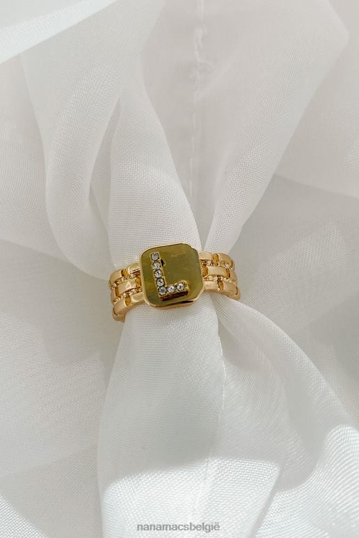 goud teken van power letter statement ring NanaMacs HPTT4440