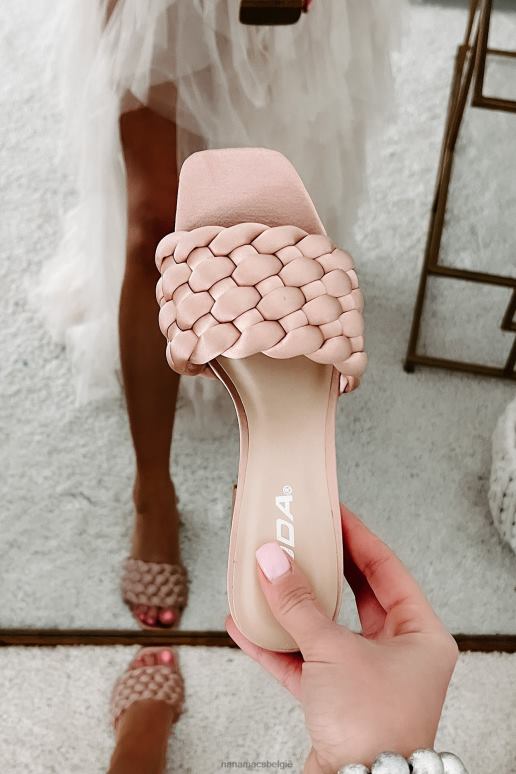 licht mauve geen excuses hier satijn geweven sandaal met hakken NanaMacs HPTT3940