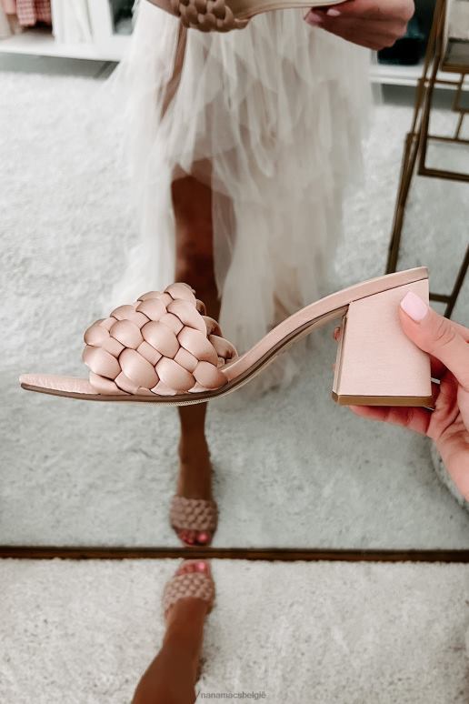 licht mauve geen excuses hier satijn geweven sandaal met hakken NanaMacs HPTT3940