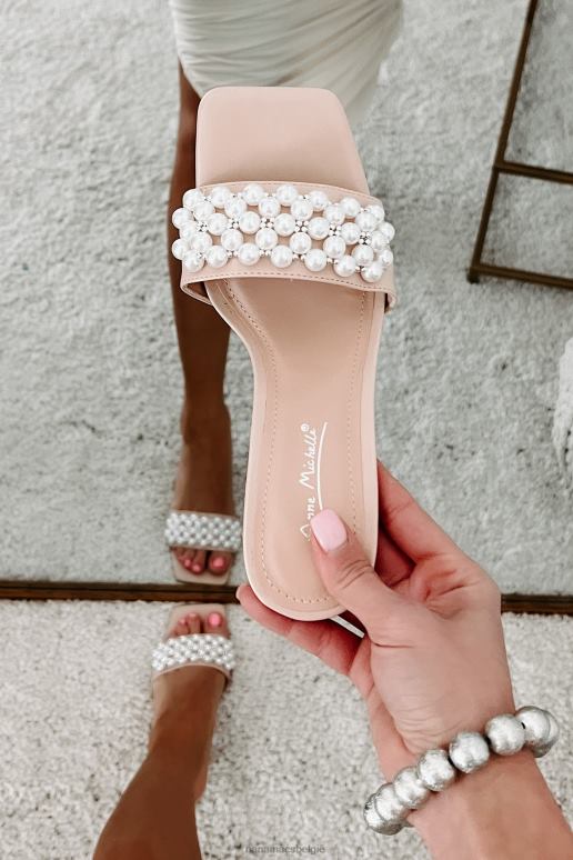 naakt verfijnde hakken met vierkante neus en parelband NanaMacs HPTT3937