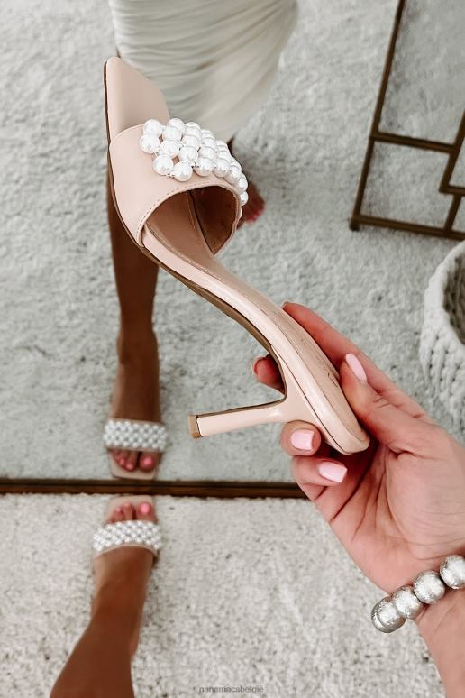 naakt verfijnde hakken met vierkante neus en parelband NanaMacs HPTT3937