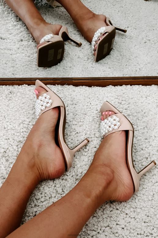 naakt verfijnde hakken met vierkante neus en parelband NanaMacs HPTT3937