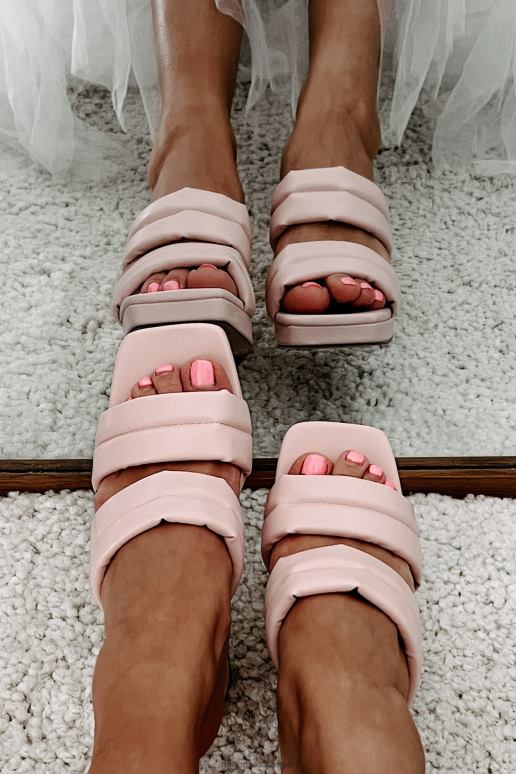 roze verdubbel de moeite gedempte riem vierkante teen hakken NanaMacs HPTT3938