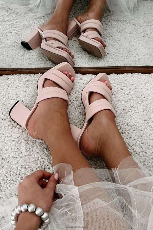 roze verdubbel de moeite gedempte riem vierkante teen hakken NanaMacs HPTT3938