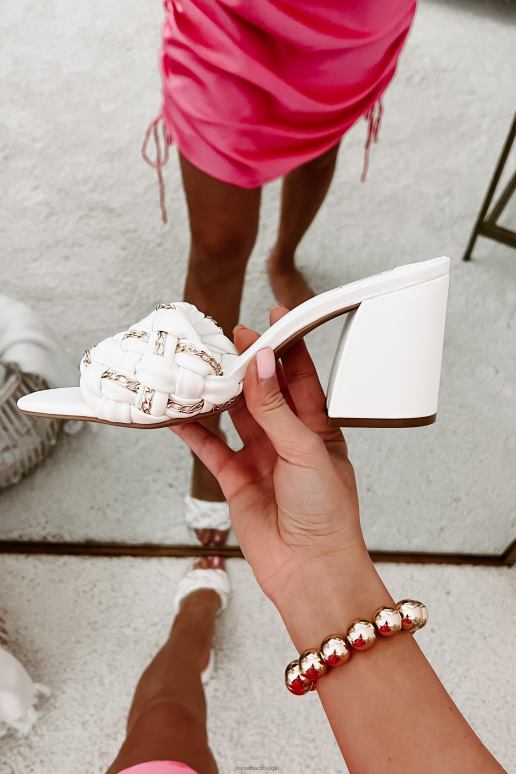 wit geweven beauty geweven sandaal met kettingriem NanaMacs HPTT3985
