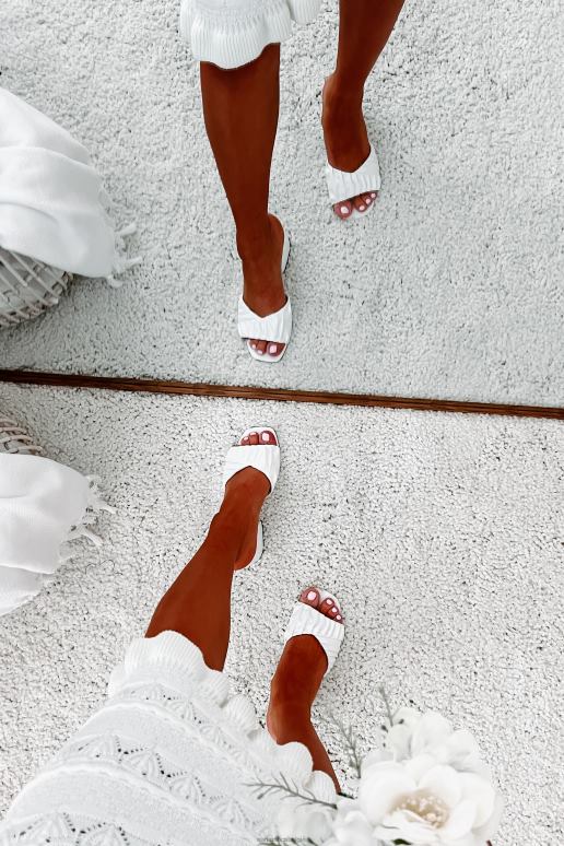 wit zeer selectieve geplooide sandaal met hak NanaMacs HPTT3967