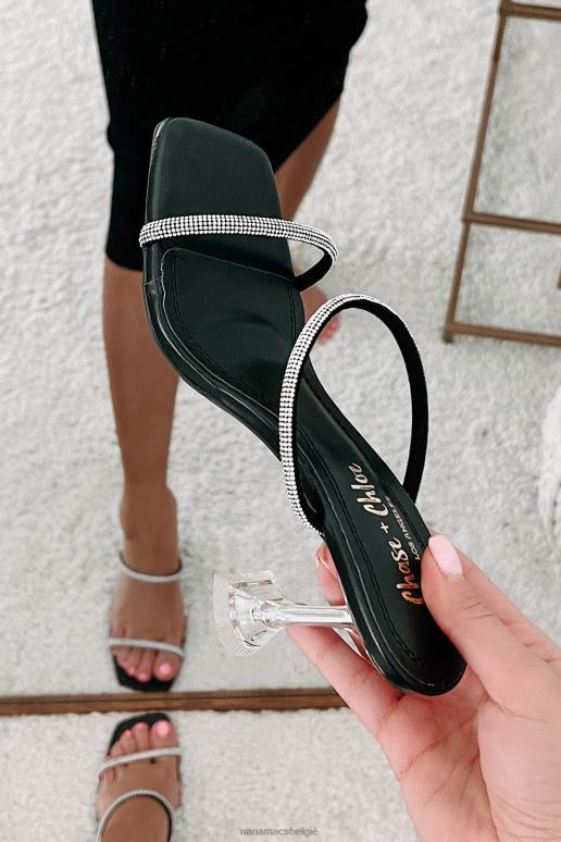 zwart kleine extravaganties lucite muiltjes met strass bandjes NanaMacs HPTT3970