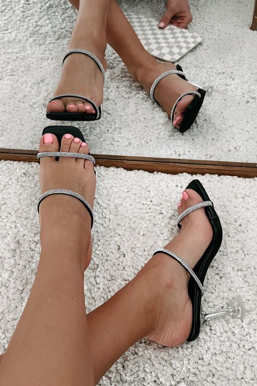 zwart kleine extravaganties lucite muiltjes met strass bandjes NanaMacs HPTT3970