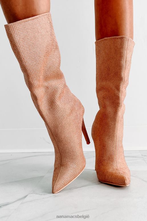 beige laarsjes met strassteentjes met hoge spanning NanaMacs HPTT3897