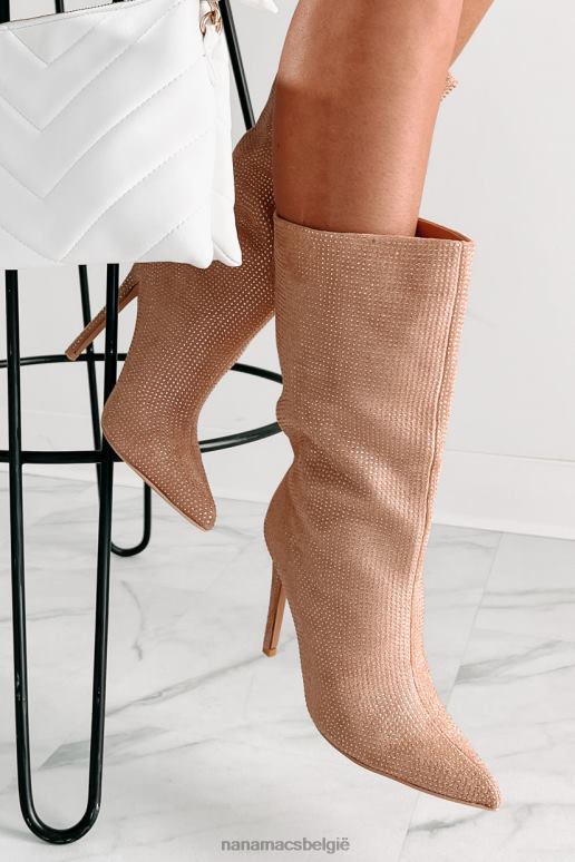 beige laarsjes met strassteentjes met hoge spanning NanaMacs HPTT3897