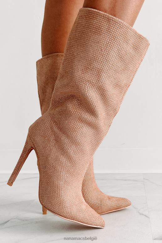 beige laarsjes met strassteentjes met hoge spanning NanaMacs HPTT3897