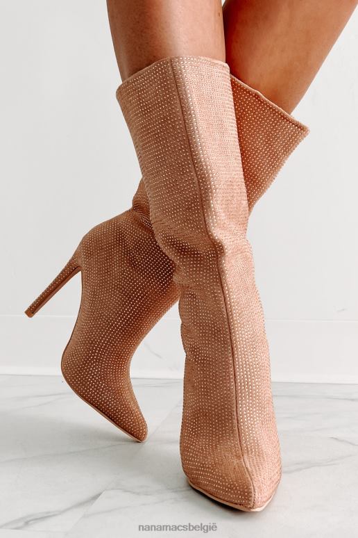 beige laarsjes met strassteentjes met hoge spanning NanaMacs HPTT3897