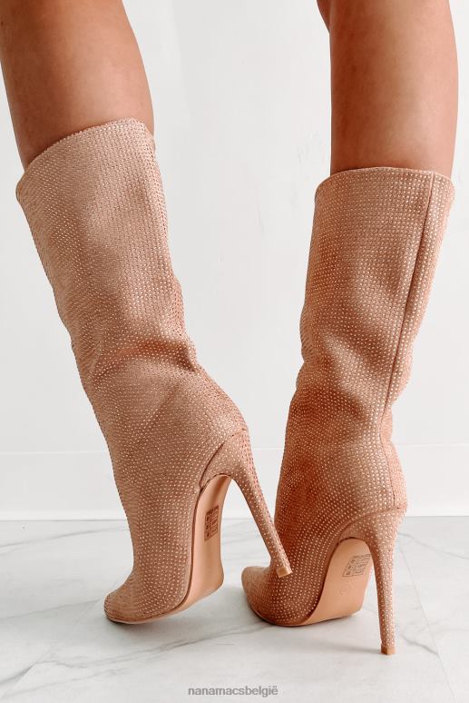 beige laarsjes met strassteentjes met hoge spanning NanaMacs HPTT3897