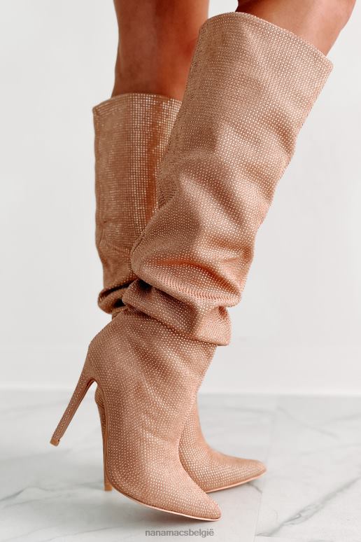 beige shock ontzag slouchy strass laarzen NanaMacs HPTT3858