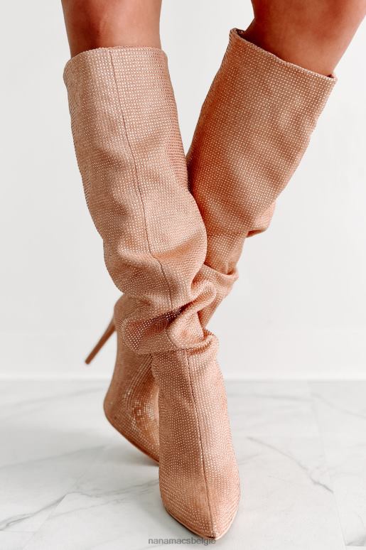 beige shock ontzag slouchy strass laarzen NanaMacs HPTT3858