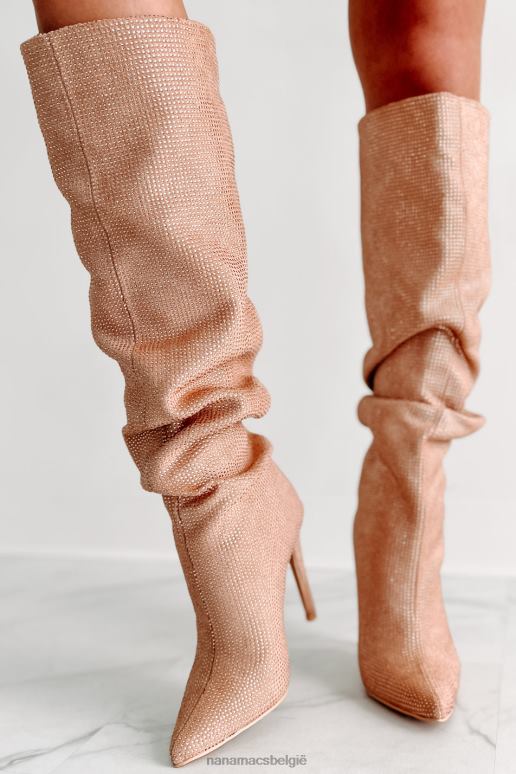 beige shock ontzag slouchy strass laarzen NanaMacs HPTT3858