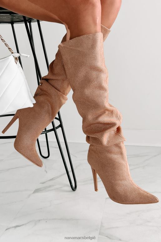 beige shock ontzag slouchy strass laarzen NanaMacs HPTT3858