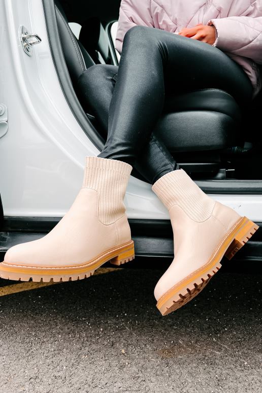 beige vuile gebreide enkellaarsjes opgraven NanaMacs HPTT3880