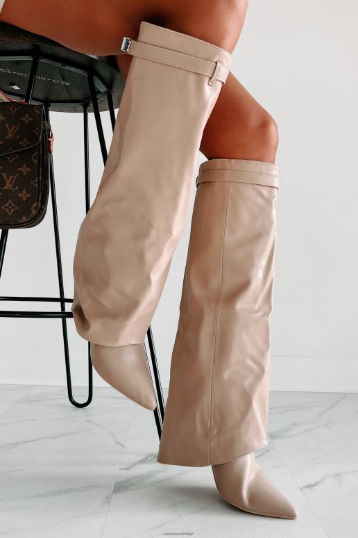 biege droom grotere kunstleren kniehoge laarzen NanaMacs HPTT3862