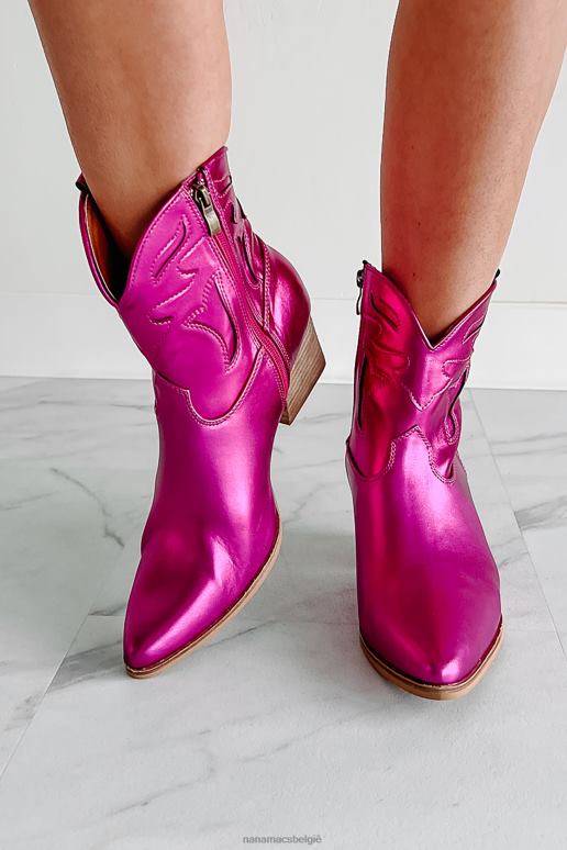 fuchsia onverharde wegdiva metalen westernlaarsjes NanaMacs HPTT3894
