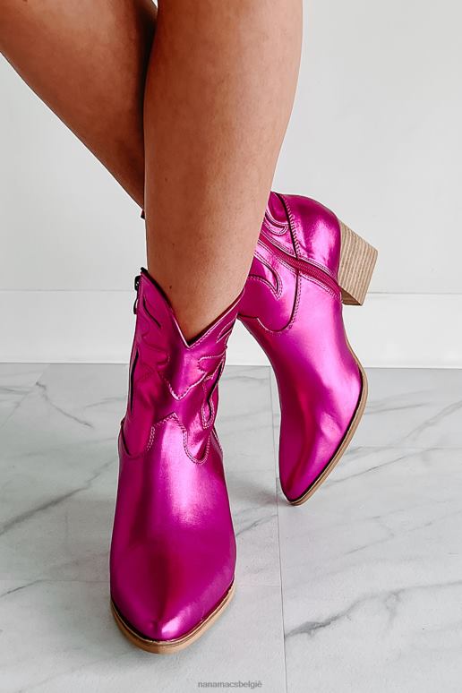 fuchsia onverharde wegdiva metalen westernlaarsjes NanaMacs HPTT3894