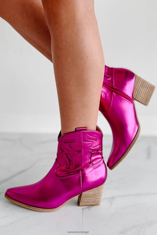 fuchsia onverharde wegdiva metalen westernlaarsjes NanaMacs HPTT3894