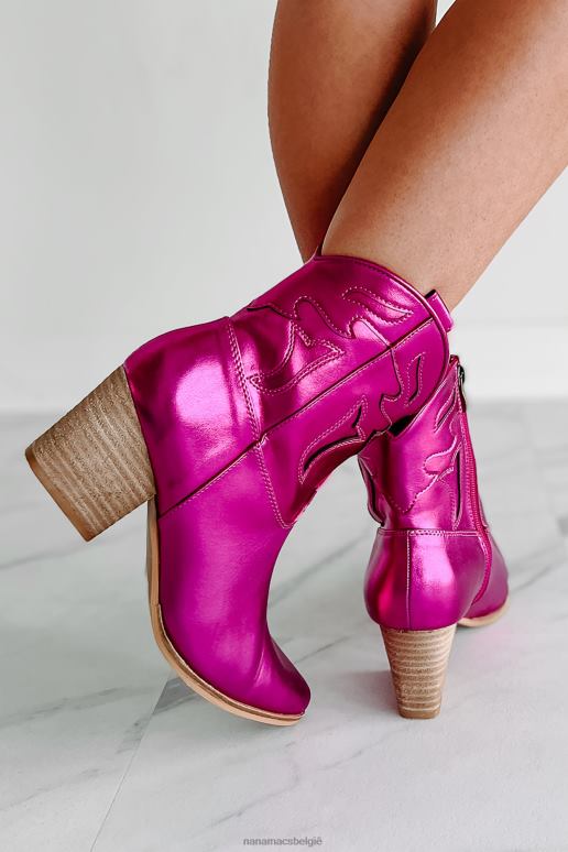 fuchsia onverharde wegdiva metalen westernlaarsjes NanaMacs HPTT3894