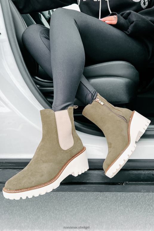 olijf makkelijk aan te trekken slofjes van imitatiesuède NanaMacs HPTT3915