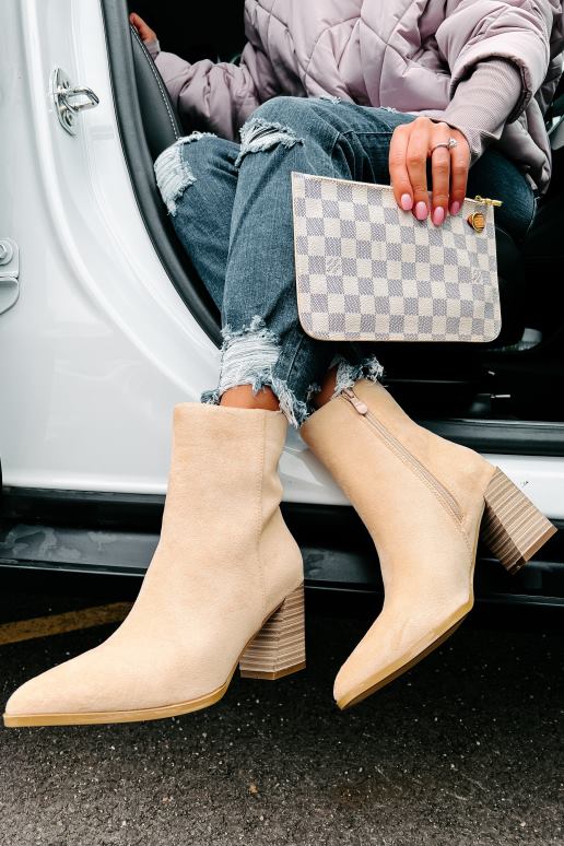 taupe kellan laarsjes van imitatiesuède met spitse neus NanaMacs HPTT3912