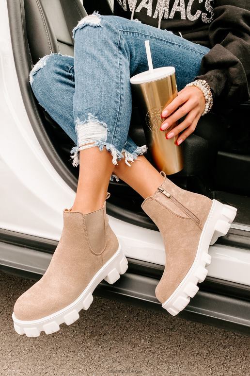 taupe new paths laarsjes van imitatiesuède met dikke zool NanaMacs HPTT3922