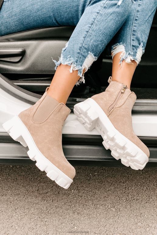 taupe new paths laarsjes van imitatiesuède met dikke zool NanaMacs HPTT3922