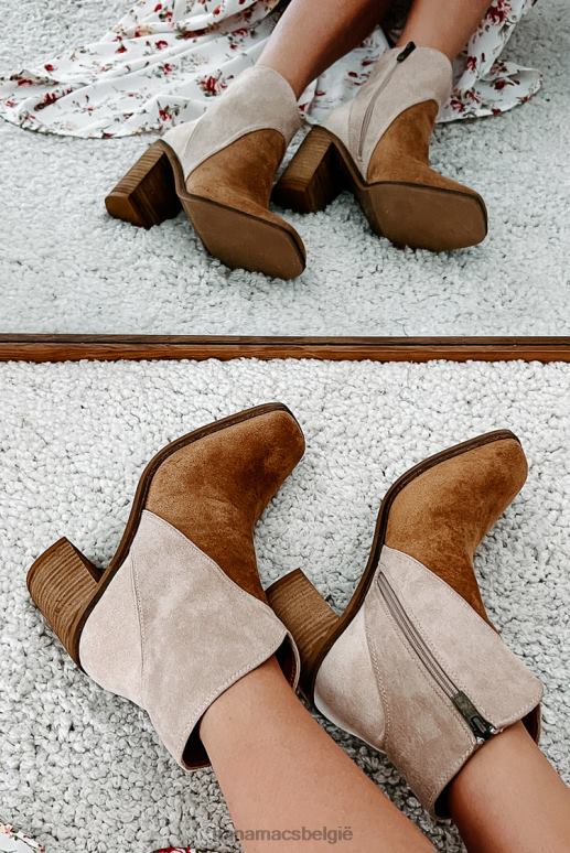 taupe rechtervoet naar voren tweekleurige laars van imitatiesuède NanaMacs HPTT3899