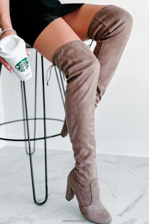taupe struinend in de nacht faux suède dij hoge laarzen NanaMacs HPTT3868