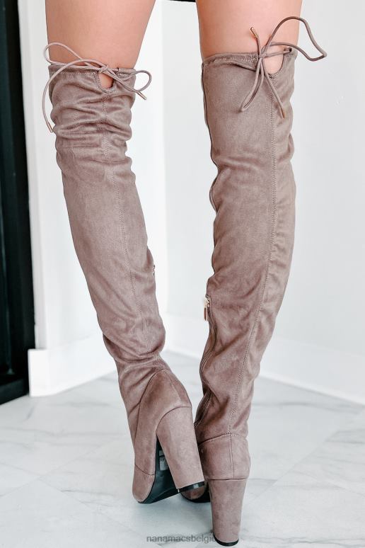 taupe struinend in de nacht faux suède dij hoge laarzen NanaMacs HPTT3868
