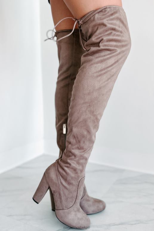 taupe struinend in de nacht faux suède dij hoge laarzen NanaMacs HPTT3868