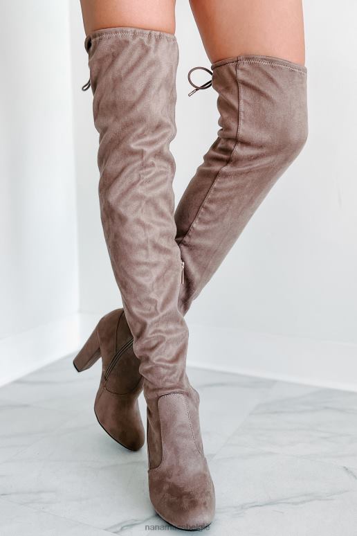 taupe struinend in de nacht faux suède dij hoge laarzen NanaMacs HPTT3868
