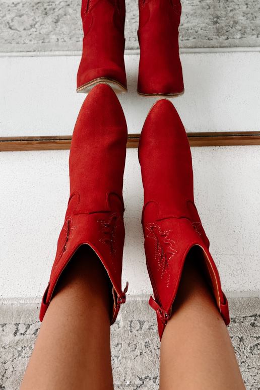 wijnoogst rood wil geen problemen mid-kalf western laarsjes NanaMacs HPTT3852